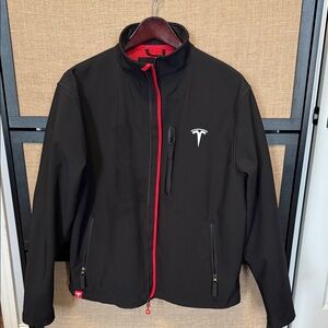 Tesla Men's Performance Jacket in Black with Red Trim